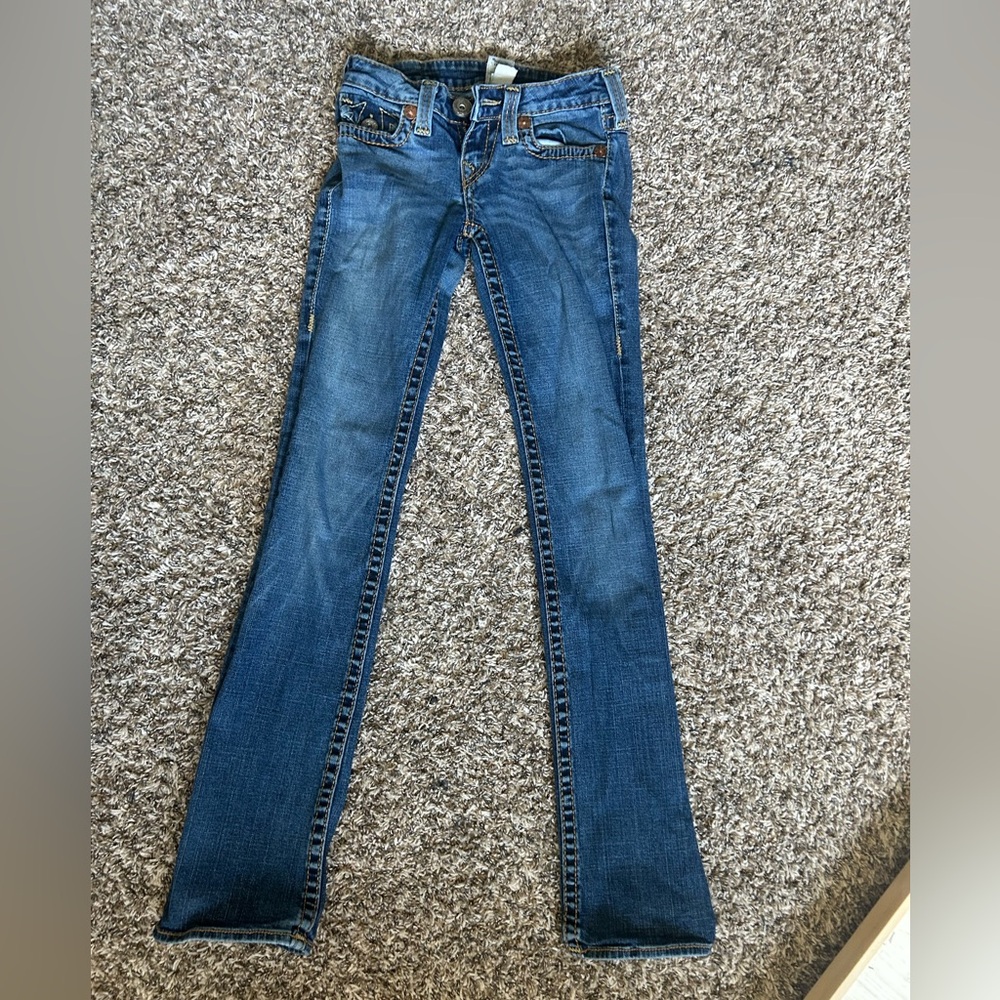 True Religion Blue Low Rise Boot Cut Jeans